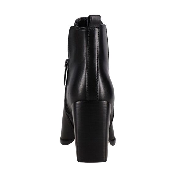 NINE WEST Women's 9 Birds Block Heel Booties Black Leather Ankle Boots Zipper - Picture 6 of 12